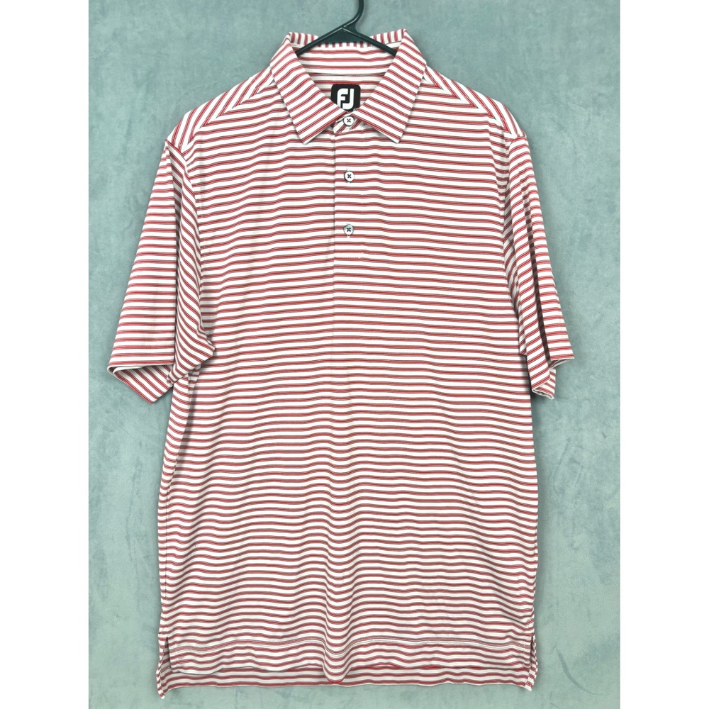 FootJoy Mens ProDry Striped Golf Polo Shirt Red White Navy Size Medium